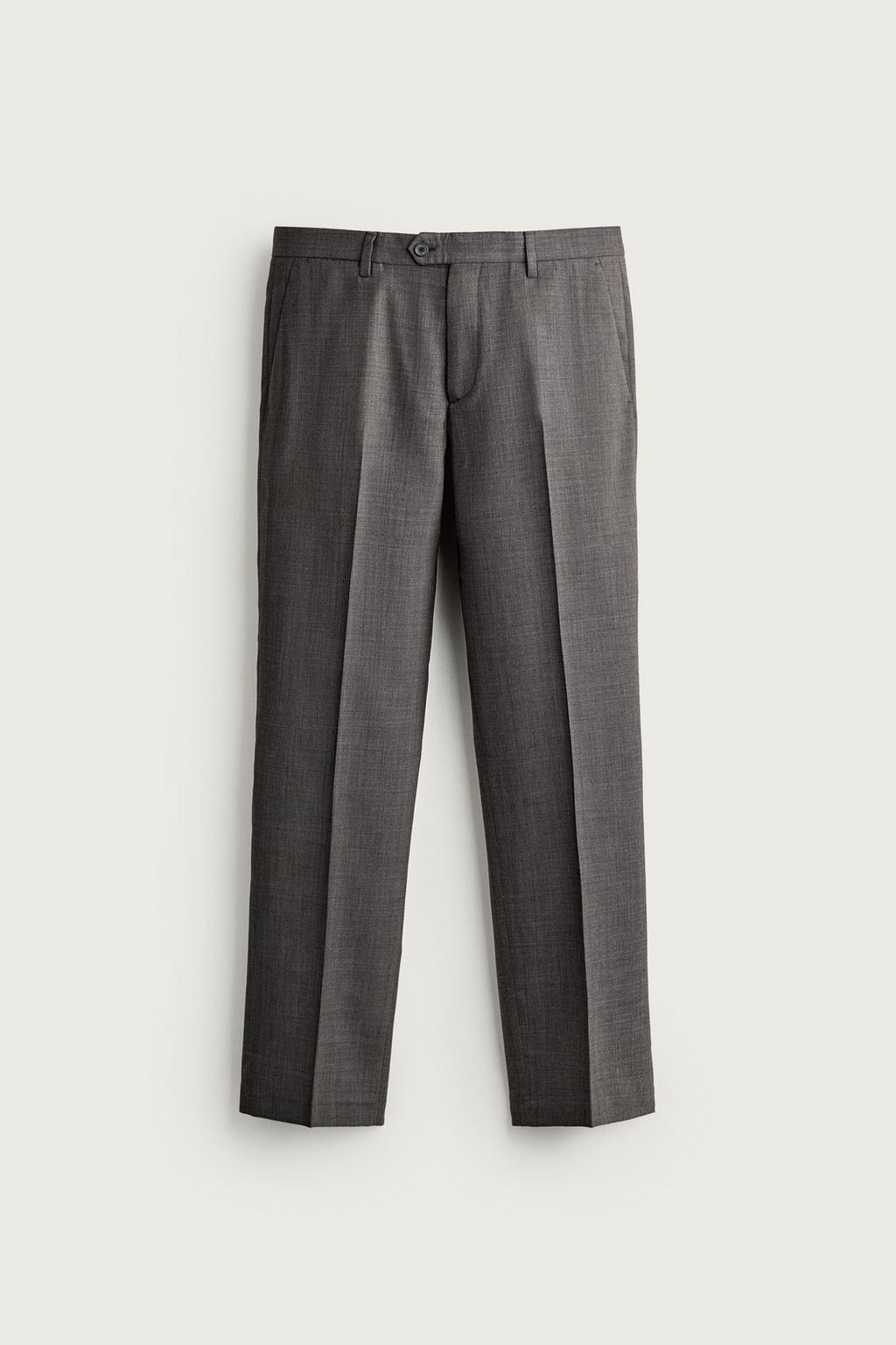 WOOL BLEND CHECK SUIT TROUSERS