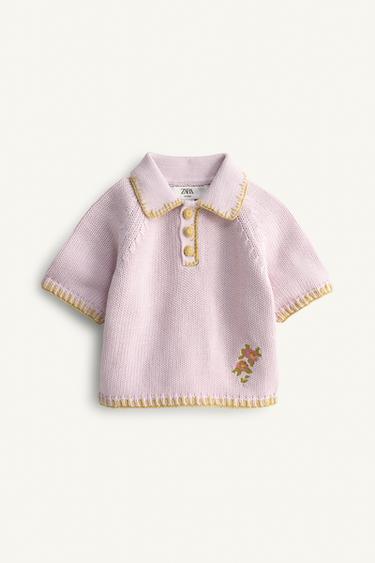 JERSEY POLO PUNTO BORDADOS LIMITED EDITION - Malva empolvado de Zara