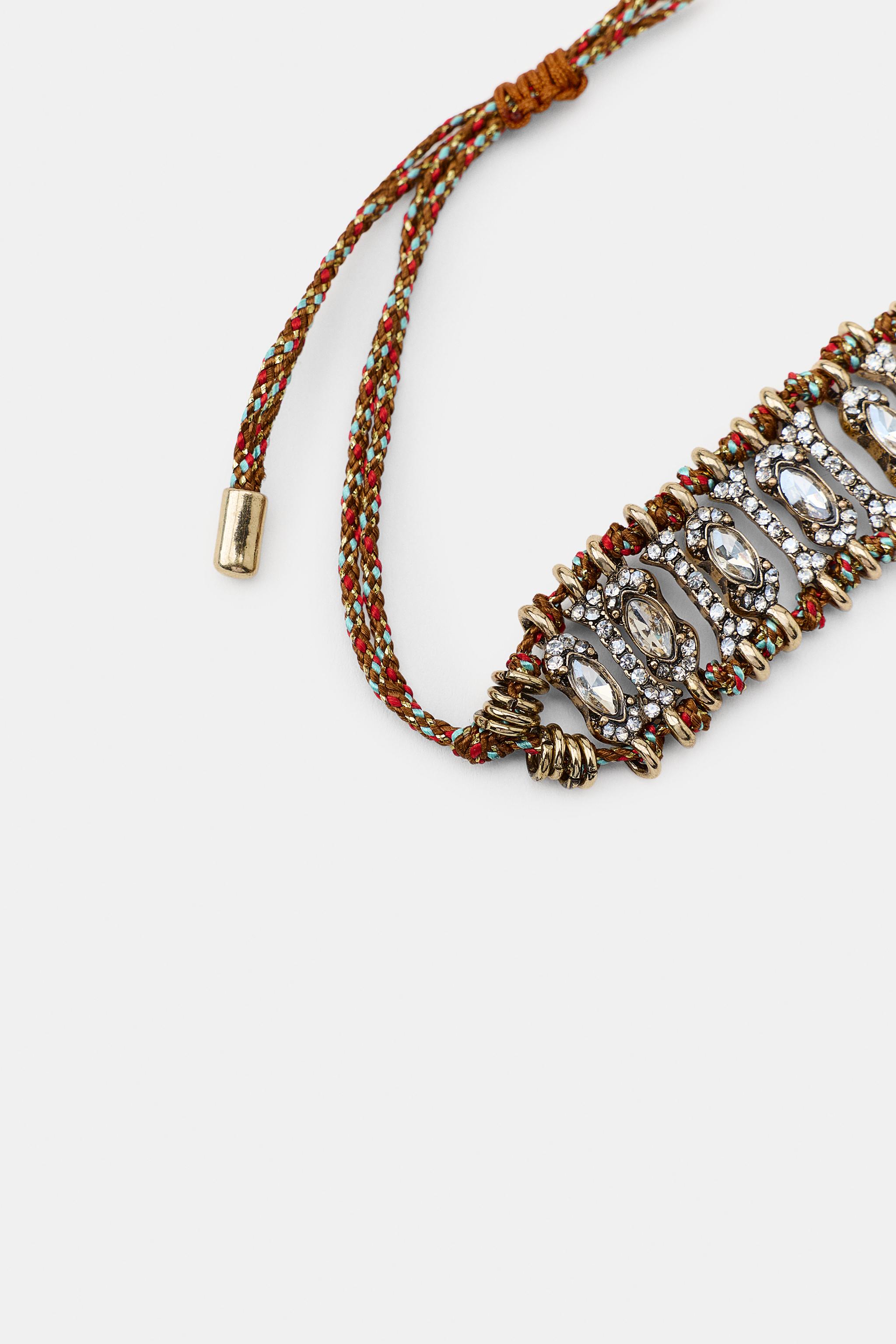 Женские аксессуары Zara 2-PACK MESH AND JEWEL BRACELETS — фото 3