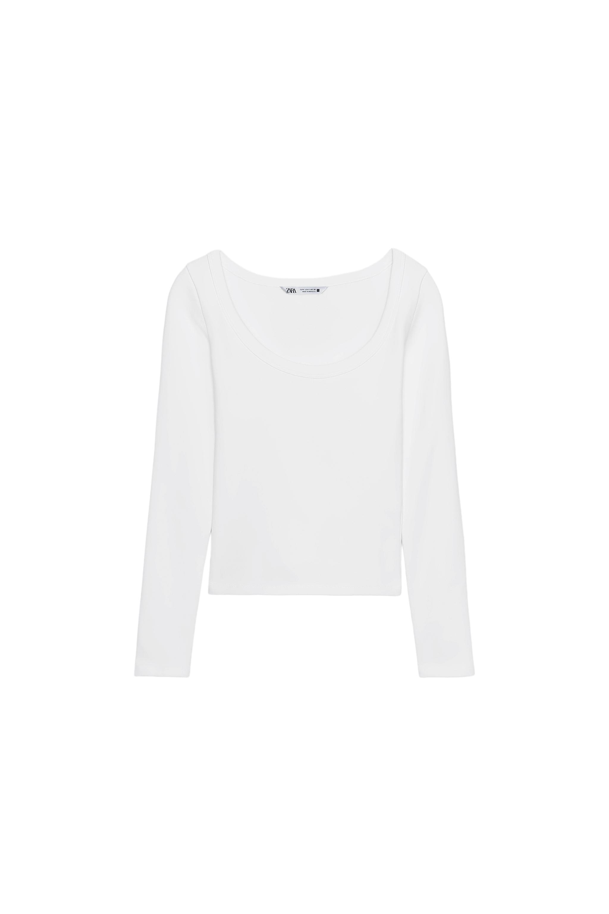 LONG SLEEVE RIB T-SHIRT - White | ZARA United States