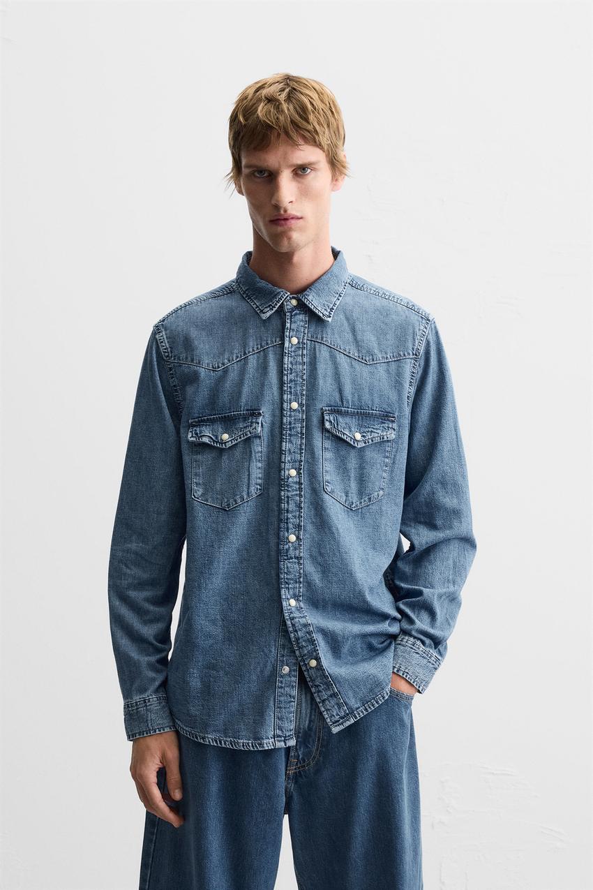 LIGHT DENIM SHIRT - Mid-blue | ZARA United States