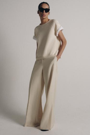 PULL EN MAILLE À MANCHES REVERS BIMATIÈRE - Écru de Zara - Image 6