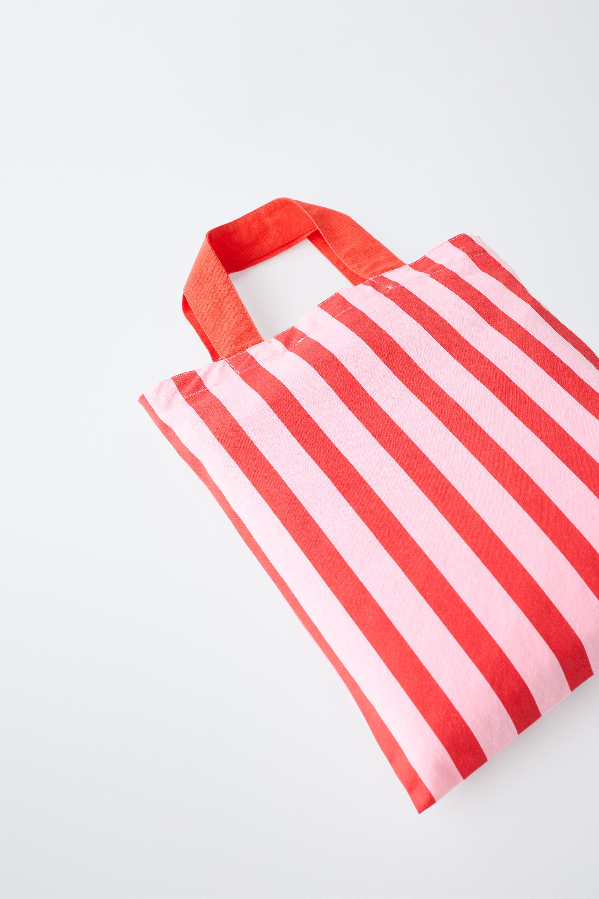 STRIPED PRINT BAG — Red (alternate view)