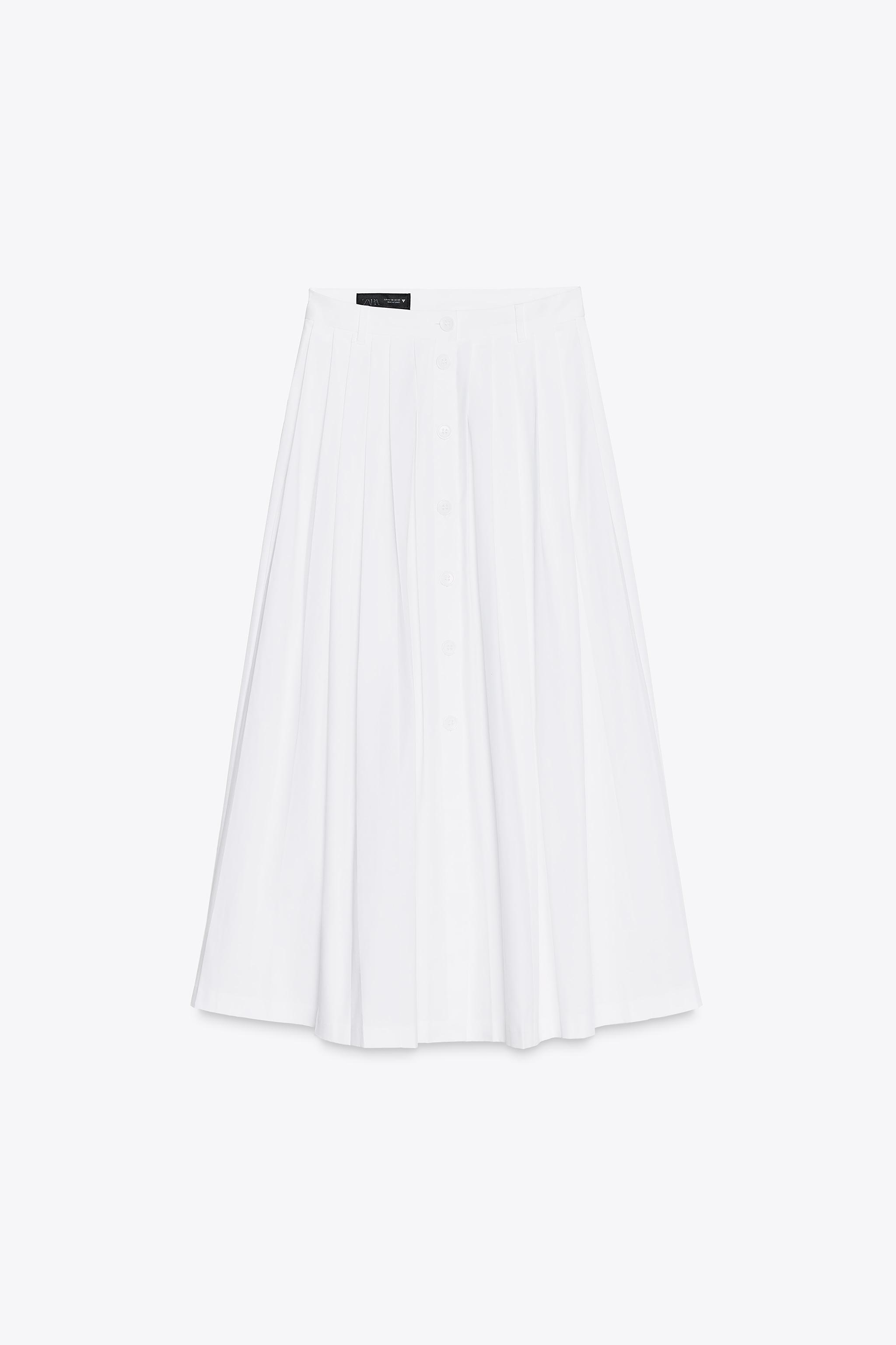 mid length pleated skirts zara