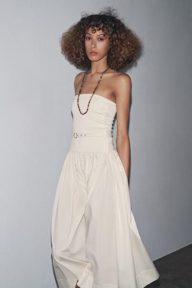 Zara BELTED COMBINATION DRESS - Ecru
