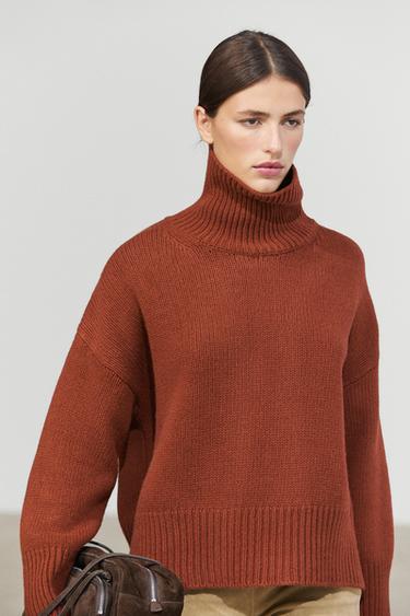 100% wool oversize knit sweater — Burnt orange 2