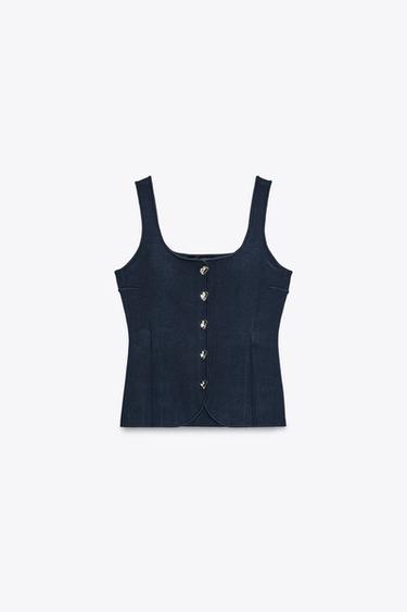 TOP CORSÉ PUNTO LISO - Marino de Zara