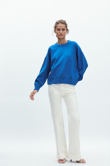 PLAIN KNIT SWEATSHIRT - Bluish by Zara - Image 1