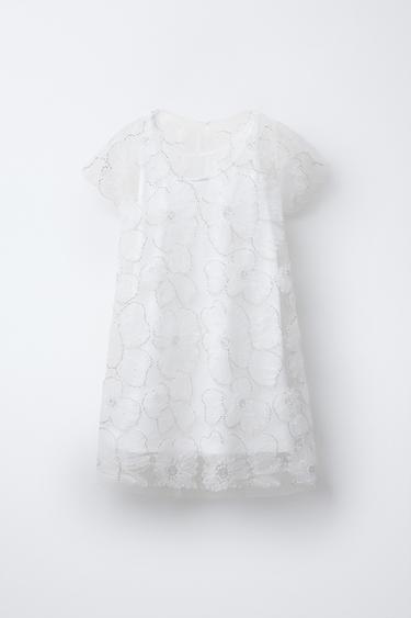 TULLE DRESS WITH BEADING - White by Zara - Image 1