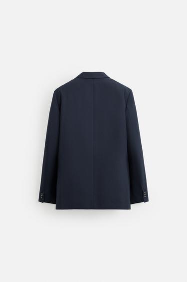 DOUBLE-BREASTED WOOL BLEND BLAZER - Navy blue by Zara - Image 8