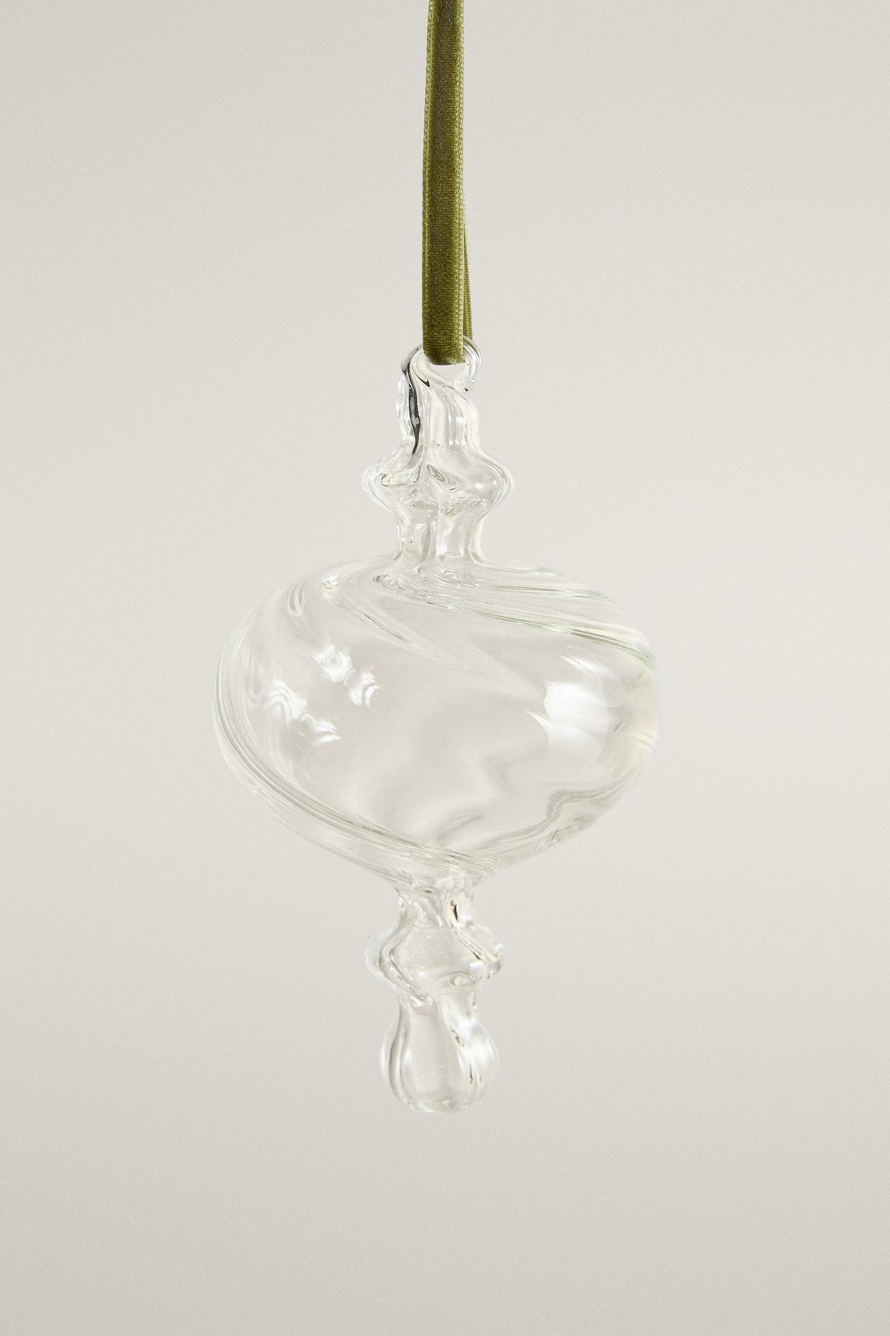 GLASS SPINNING TOP CHRISTMAS TREE ORNAMENT