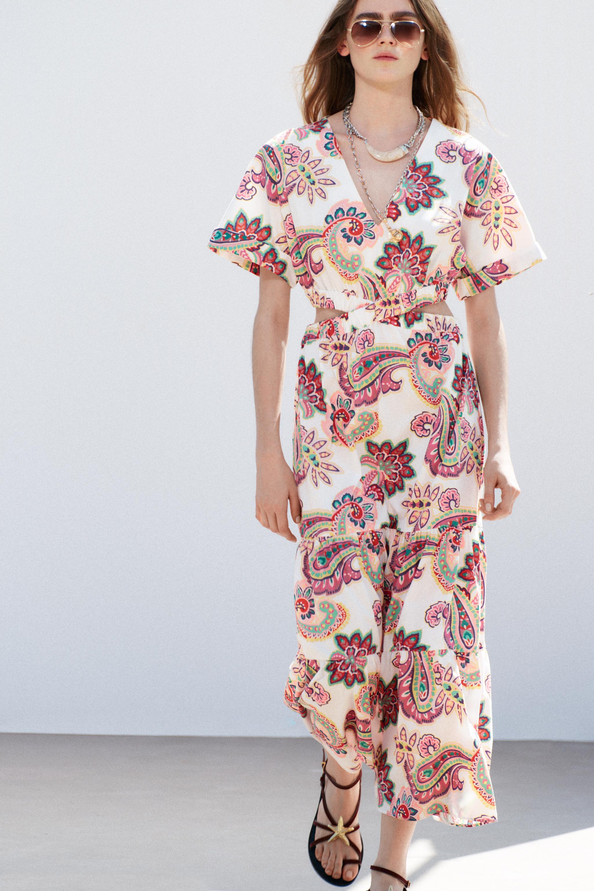 ZARA カットアウトプリント柄ワンピース 3476/595 レディースプリント柄ドレス | ZARA 日本