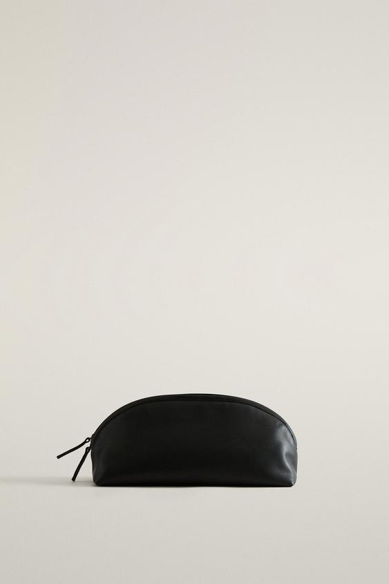 Zara NAPA LEATHER HALF-MOON WASH BAG - 黑色 - 圖片 0