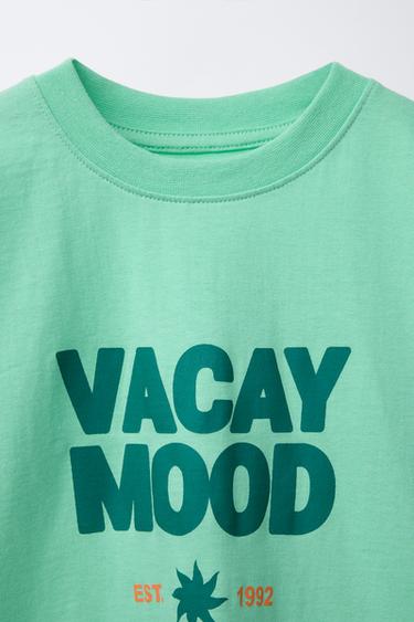 T-SHIRT À IMPRIMÉ TEXTE - Vert de Zara - Image 2