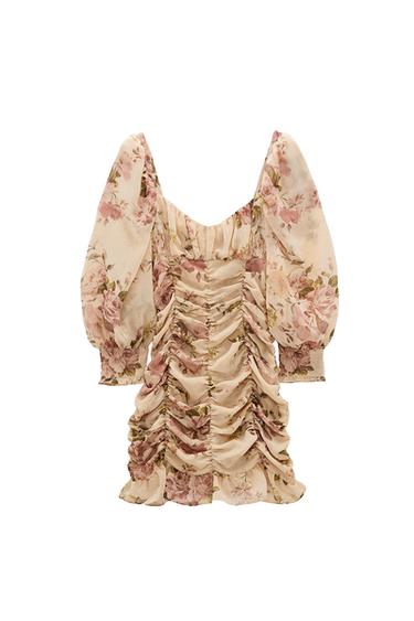PRINTED DRAPED DRESS