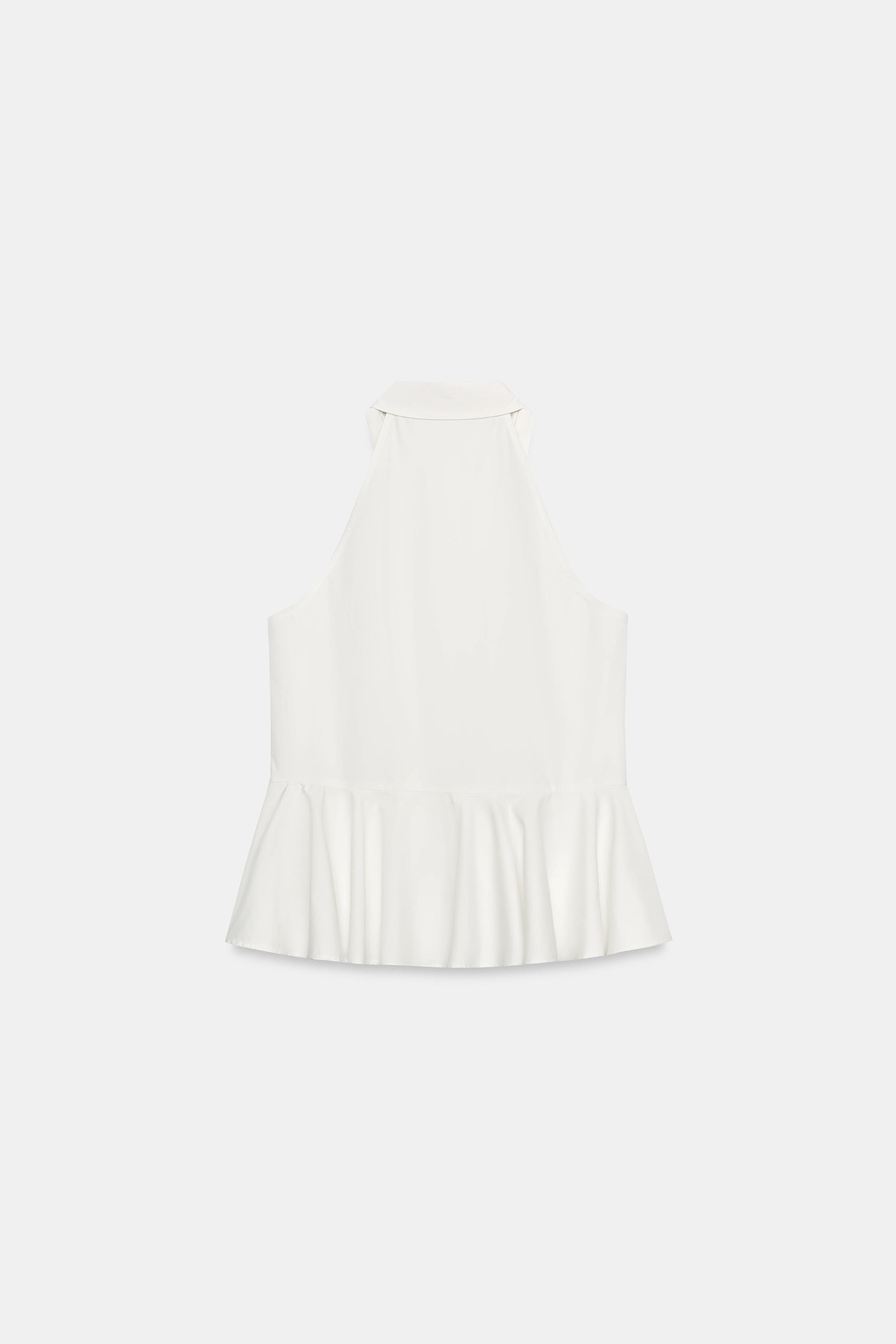 Женские рубашки Zara HALTER PEPLUM SHIRT — фото 7