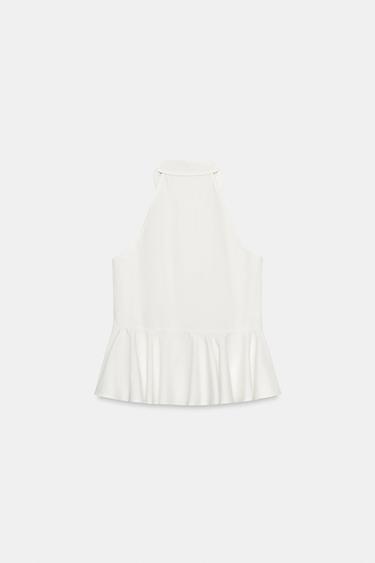 HALTERNECK PEPLUM SHIRT - White by Zara - Image 6