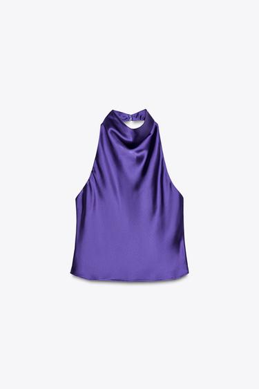 TOP HALTER SATINÉ - Violet de Zara - Image 2