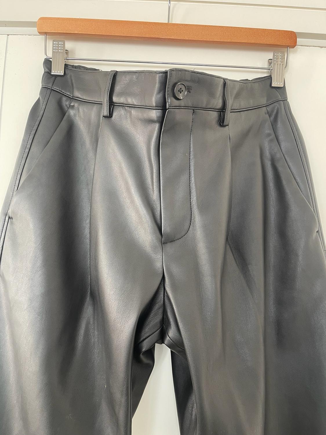 FAUX LEATHER JOGGER WAIST TROUSERS - Image 2