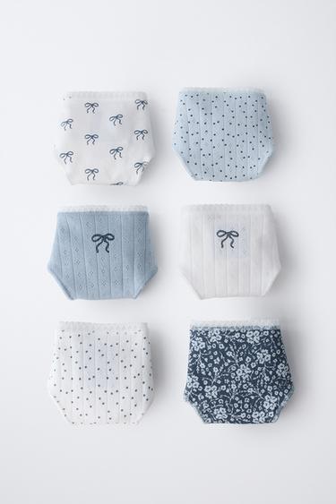 6-14 ANS/ LOT DE SIX CULOTTES À LACETS - Écru / Bleu de Zara - Image 4