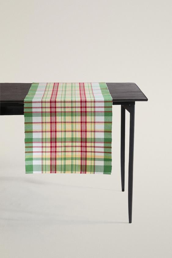 COLOURED CHECK TABLE RUNNER - أخضر الخاص بـ Zara - صورة 0