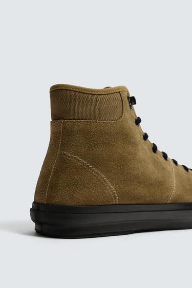 BASKETS BOTTINES EN CUIR - Marron camel de Zara - Image 5