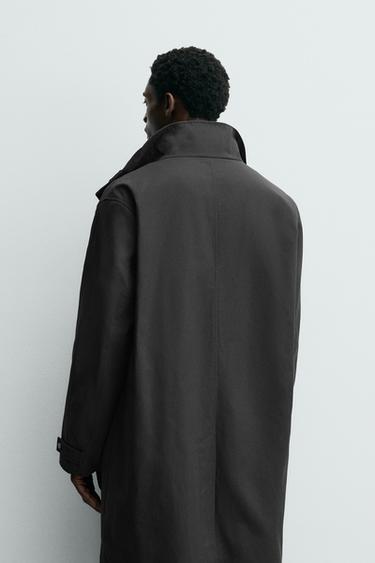 WAXED FINISH TRENCH COAT - Dark grey by Zara - Image 2