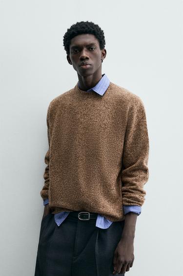 100% WOOL TEXTURED JUMPER - Brown by Zara