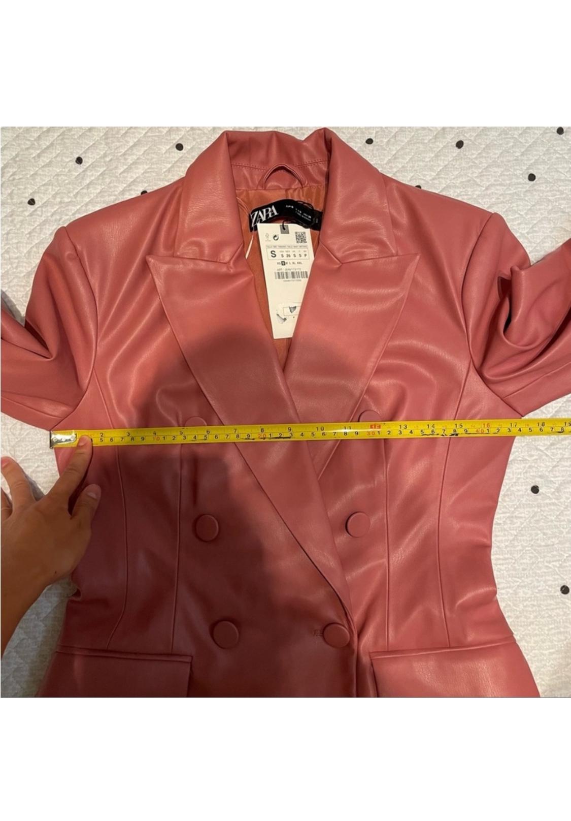 FAUX LEATHER DOUBLE BREASTED BLAZER - Image 3