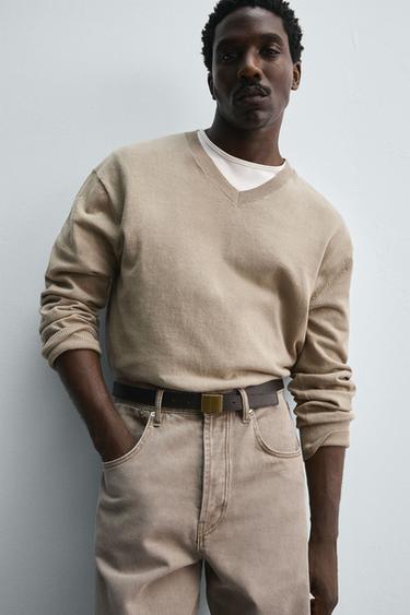 LIMITED EDITION LEATHER BELT WITH PLATE - Dark brown by Zara - Image 1