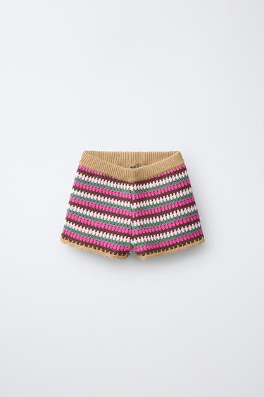 CALÇÕES BERMUDA DE MALHA DE CROCHET ÀS RISCAS - Multicolor | ZARA Portugal