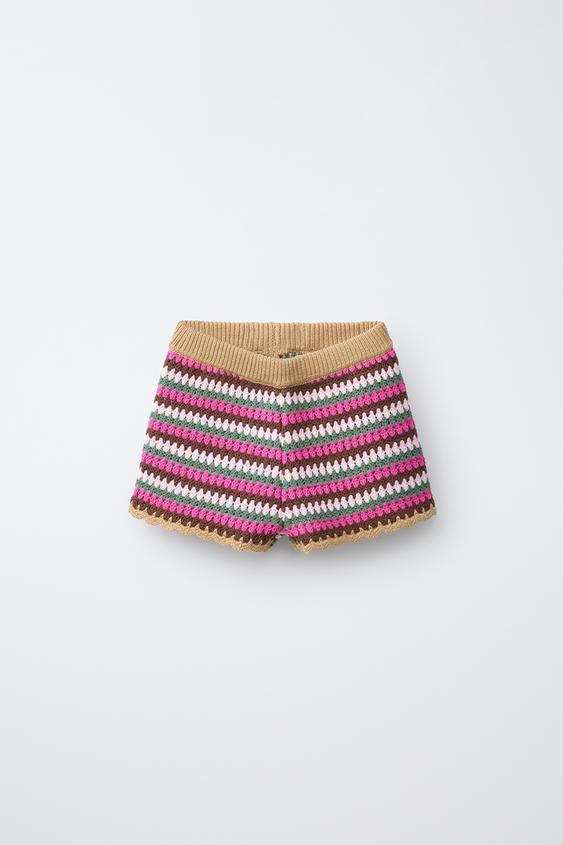 BERMUDA DE CROCHÊ LISTRADA - Multicolor da Zara - Imagem 0