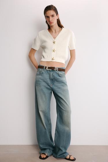 CARDIGAN WITH STAR BUTTONS - Oyster-white by Zara - Image 0