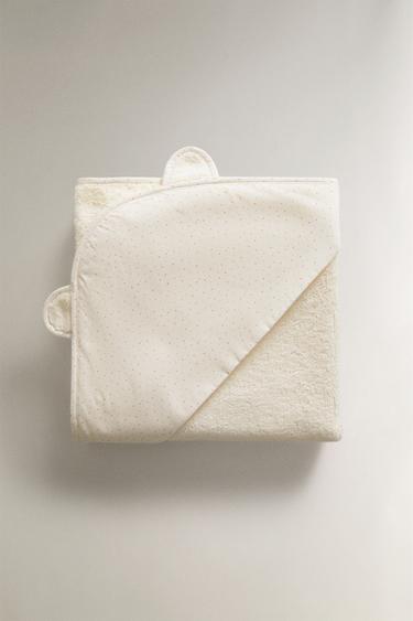 SERVIETTE DE BAIN ENFANT À CAPUCHE OREILLES - Beige clair de Zara - Image 1