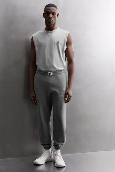 JOGGERS WITH PRINTED TEXT - Grey marl by Zara - Image 5