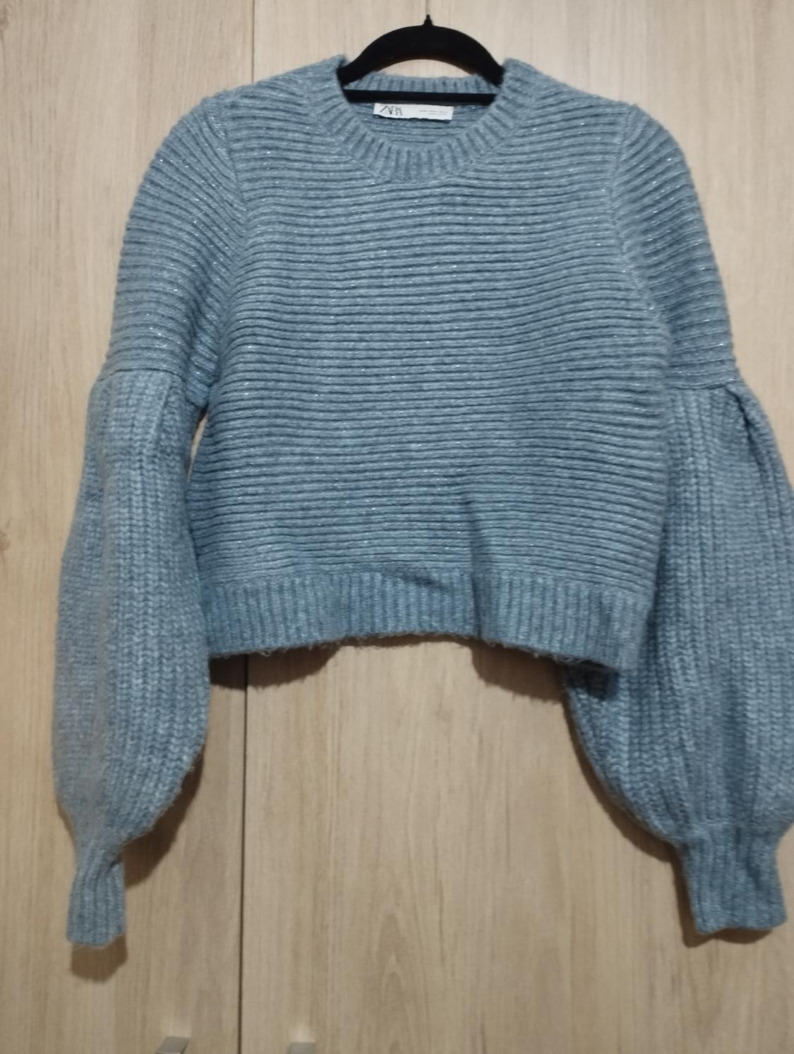 WOOL BLEND BALLOON SLEEVE SWEATER