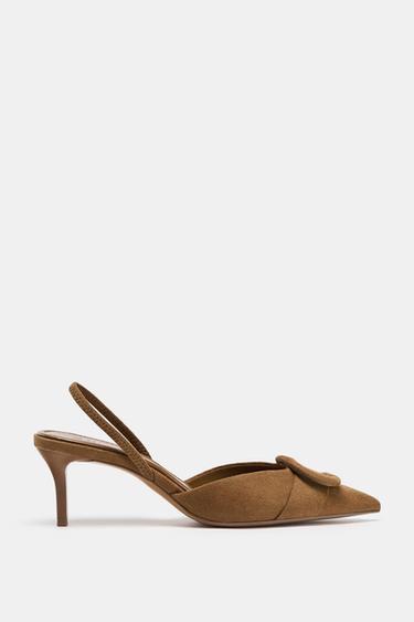Zara SLINGBACK APPLIQUÉ HEELS - Brown