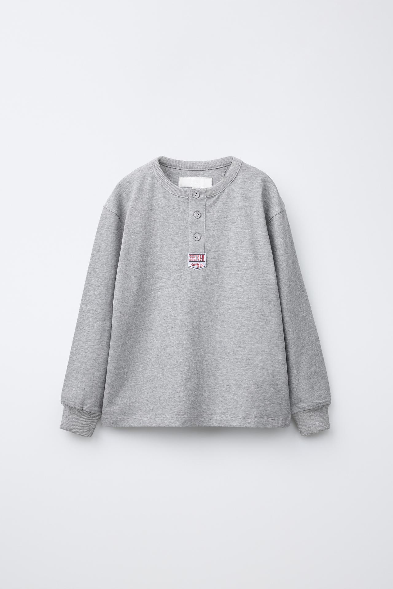 LABEL HENLEY T-SHIRT — Gray