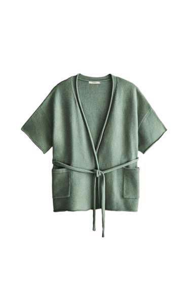 KNIT CARDIGAN - Green by Zara