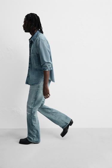 RIPPED FLARED FIT JEANS - Mid-blue by Zara - Image 5