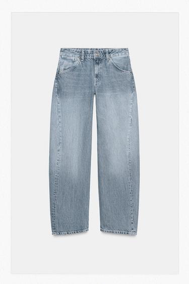 TRF CROPPED JEANS WITH DISPLACED SEAMS LOW-RISE - Blue by Zara