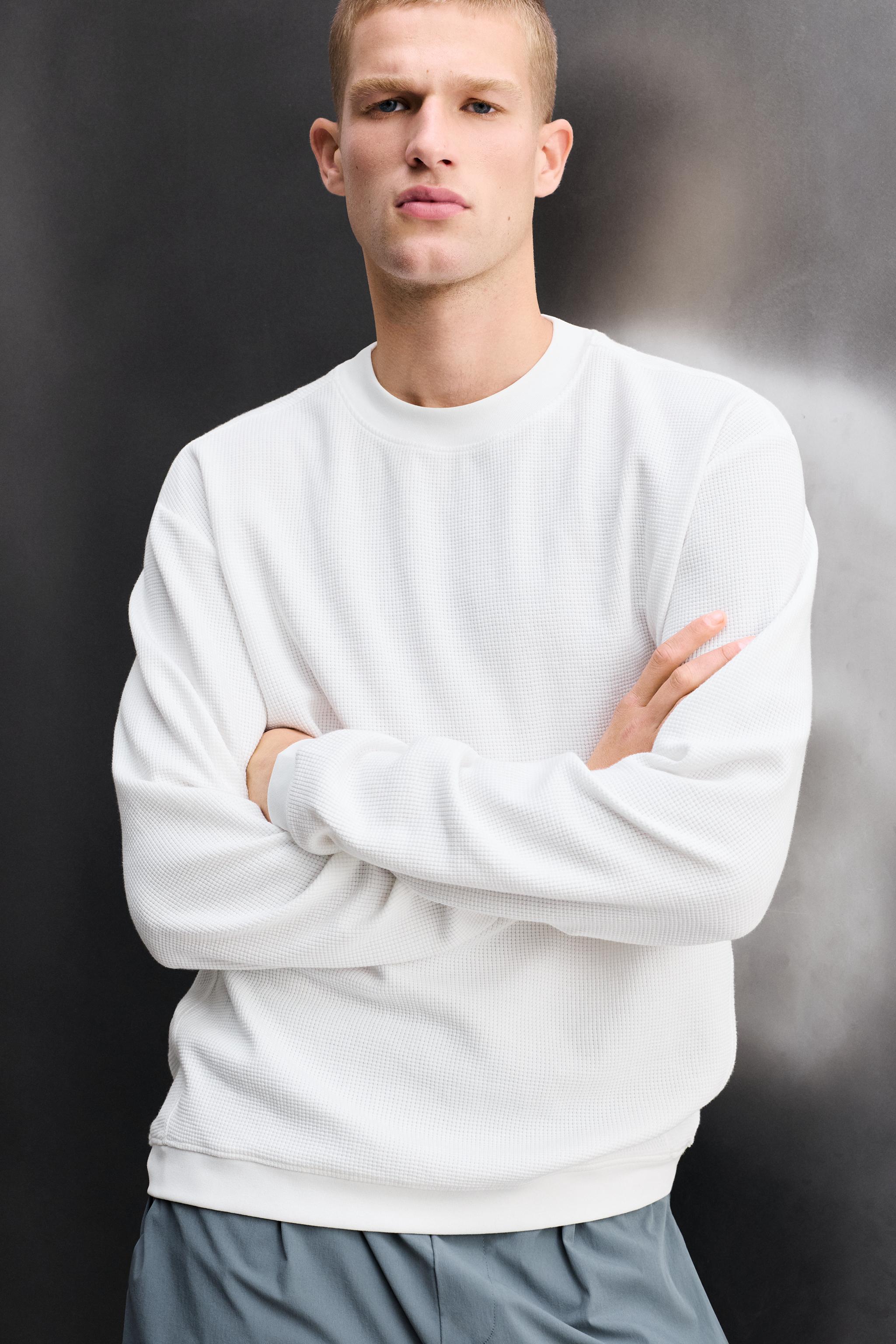 WAFFLE TRAINING CREWNECK SWEATSHIRT - White | ZARA United States