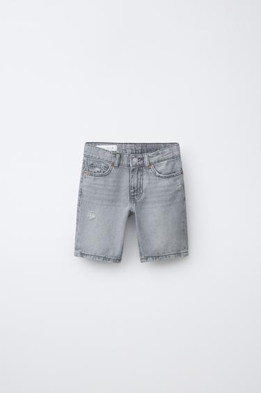 BERMUDES DENIM STRAIGHT - Gris mitjà de Zara