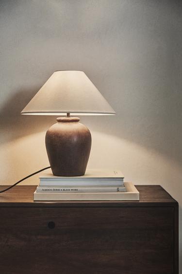 SMALL TABLE LAMP WITH CERAMIC BASE - Brown by Zara