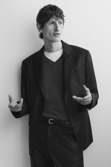 BLAZER TRAJE CUADROS 100% LANA - Marengo vigoré de Zara