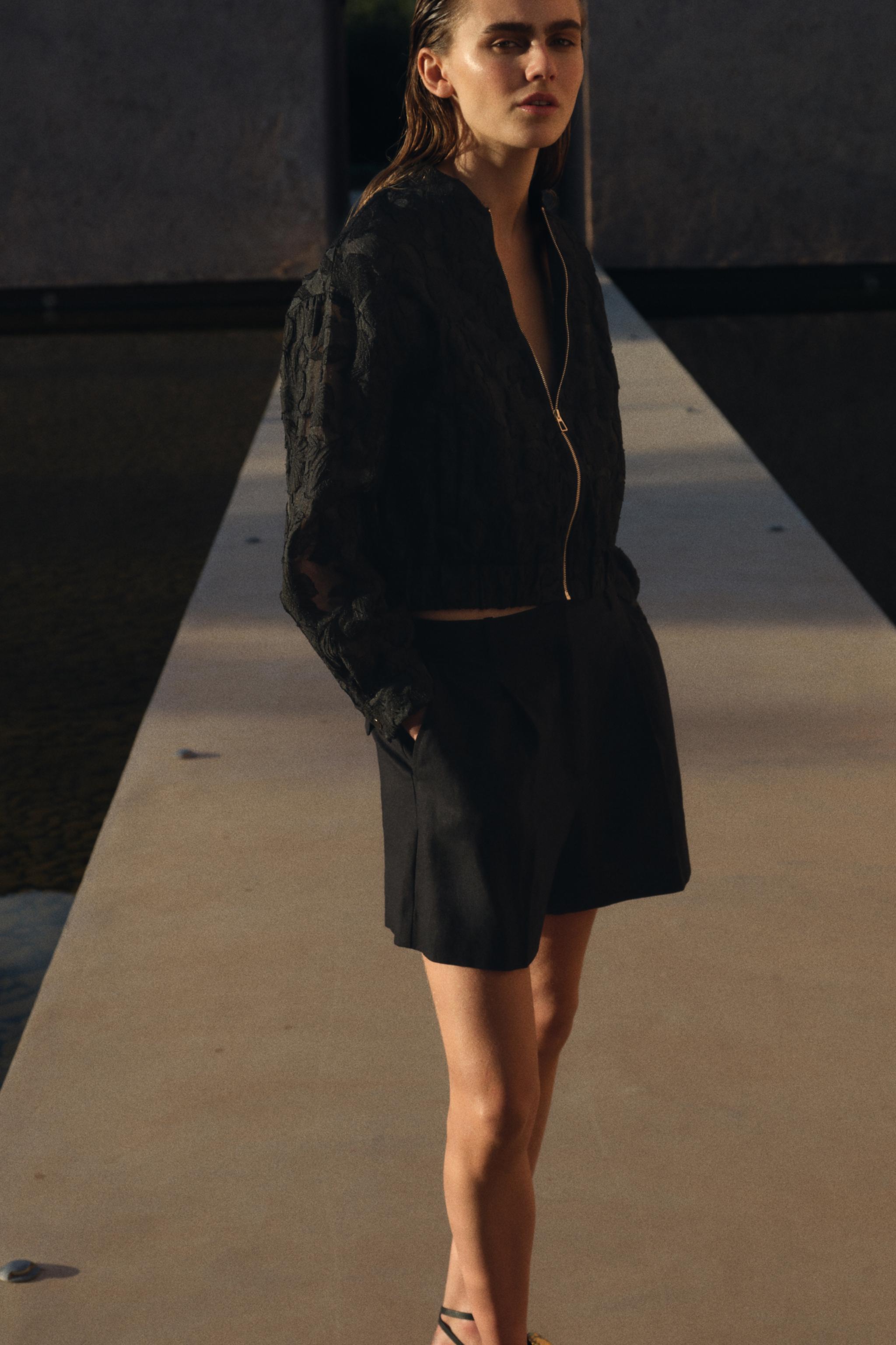 オーガンザボンバージャケット - ブラック | ZARA Japan / 日本