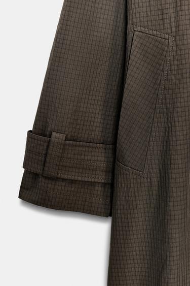 TRENCH OVERSIZE À CARREAUX ZW COLLECTION - Chocolat de Zara - Image 9