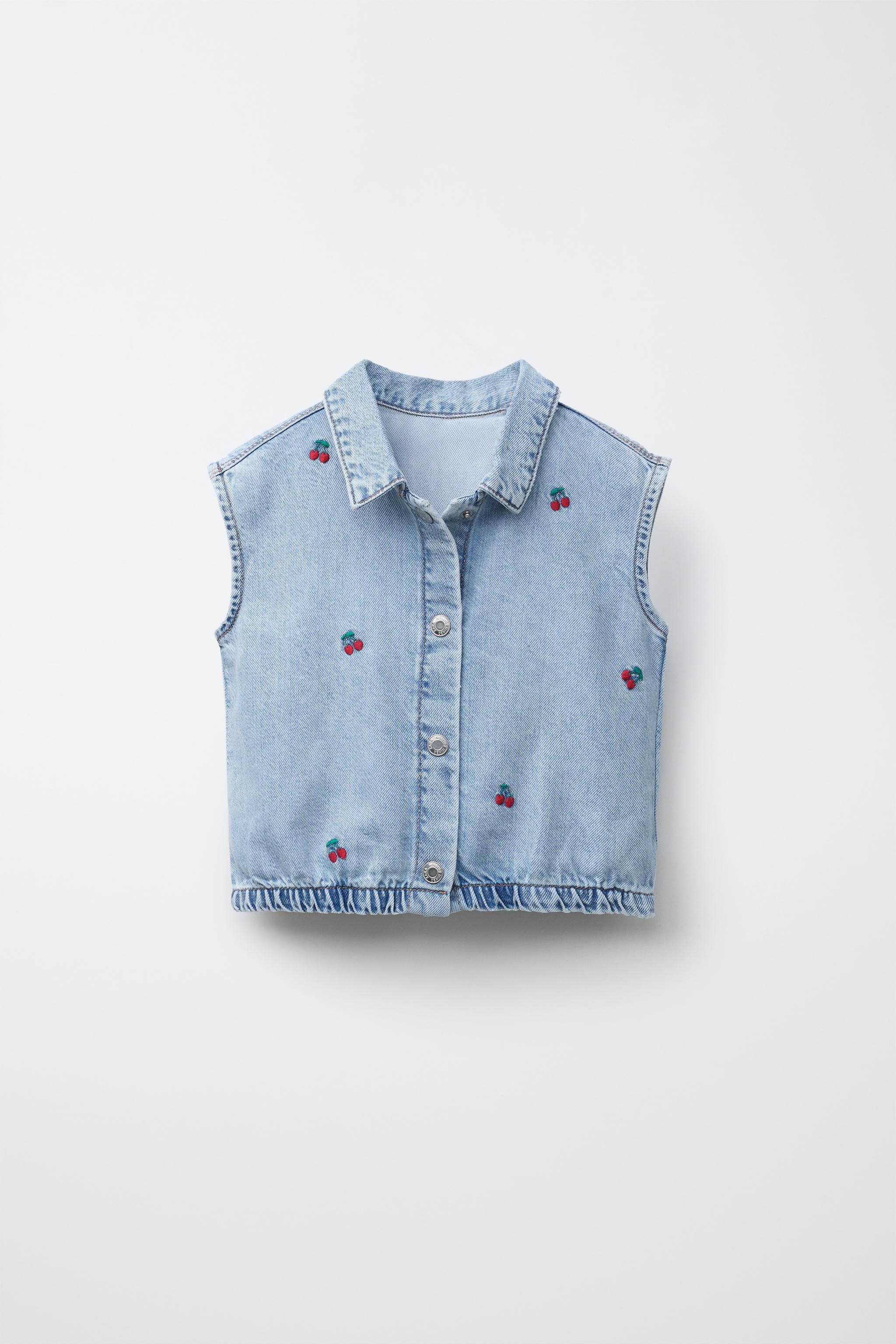 EMBROIDERED CHERRY DENIM SHIRT - Light blue | ZARA United States