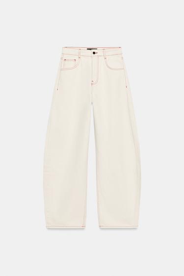 Z1975 MID-WAIST BARREL JEANS - Ecru by Zara - Image 5