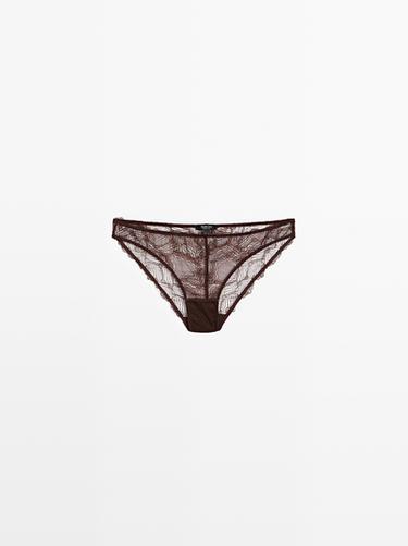 Braguita encaje detalle blonda - Marrón de Zara